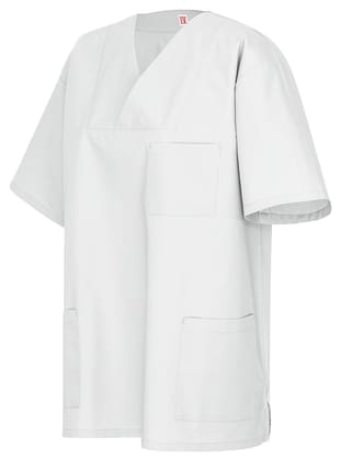 Kasack mit überlappendem V‑Ausschnitt, zwei Seitentaschen und einer Brusttasche für wichtige Utensilien - ideal für den täglichen Einsatz. Bild 1