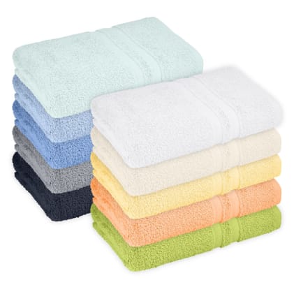 Flauschiges Duschtuch im 2-Streifen-Design aus 100 % Baumwolle – saugfähig, farbenfroh und Teil der Walkfrottier-Serie. Bild 1