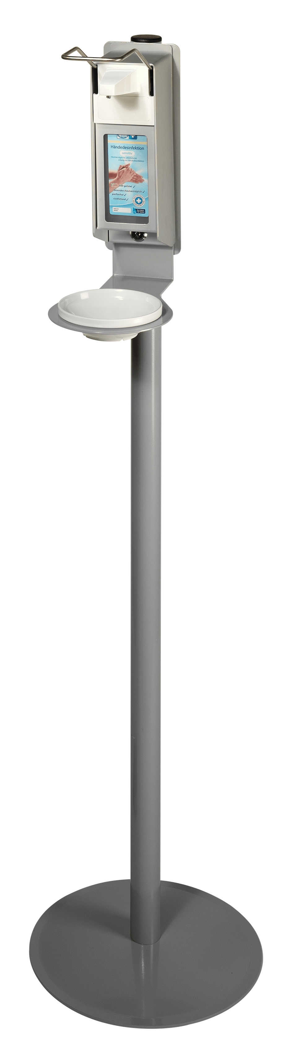 WiBUplus mobiler Desinfektionsmittelspender mit WiBUplus Aluminium-Spender