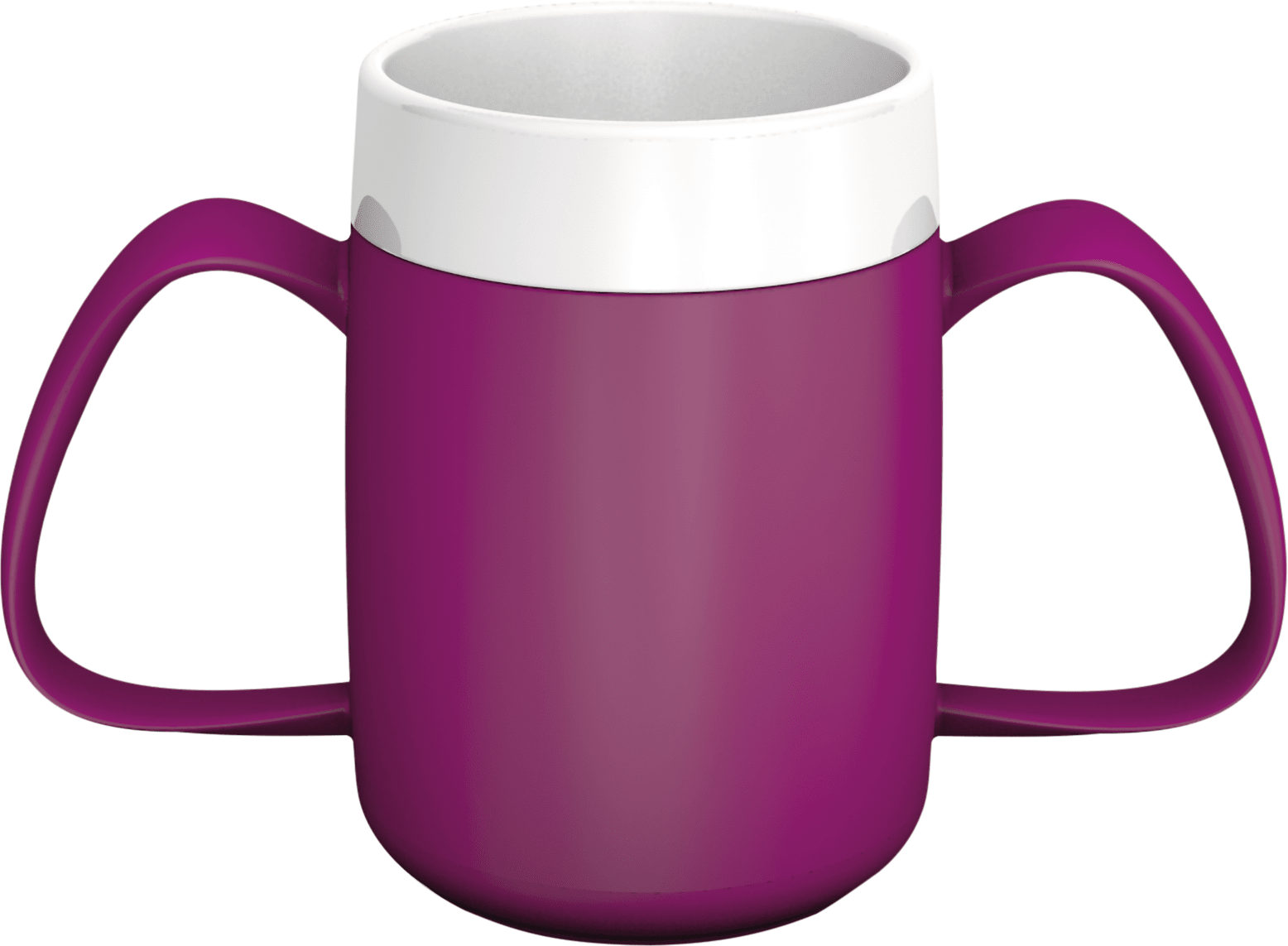 Trinkbecher mit 2 Henkeln mit Trink-Trick brombeer