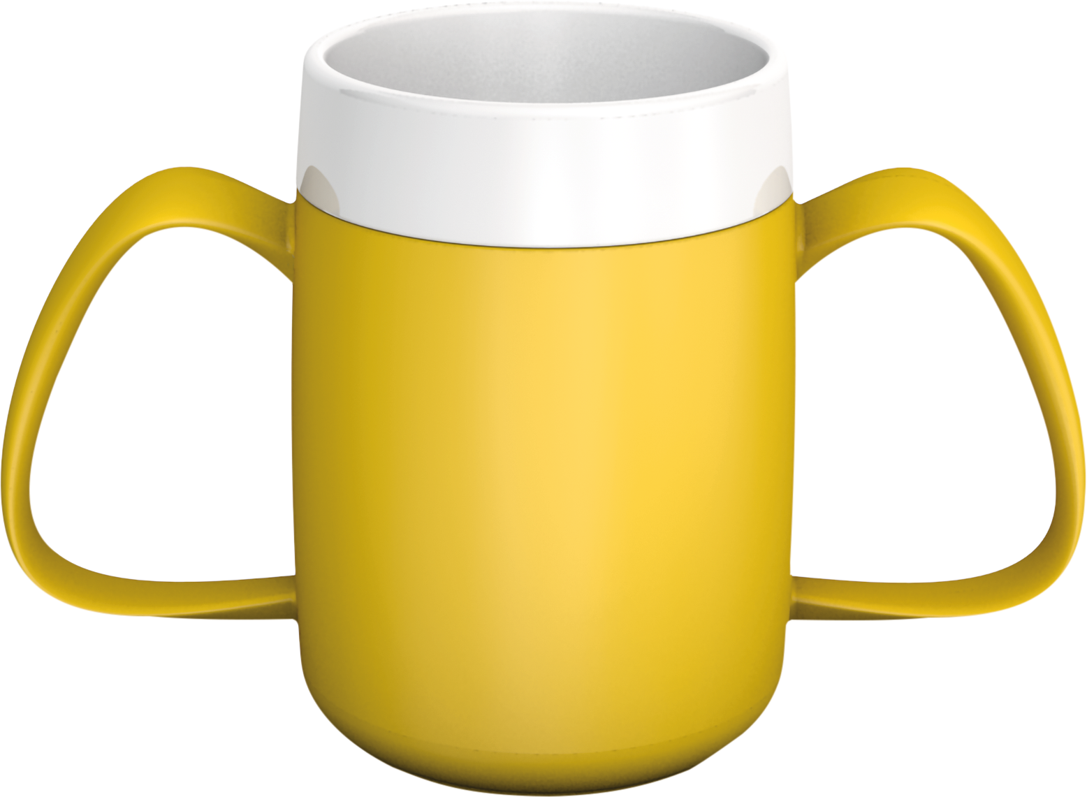 Trinkbecher mit 2 Henkeln mit Trink-Trick gelb 815