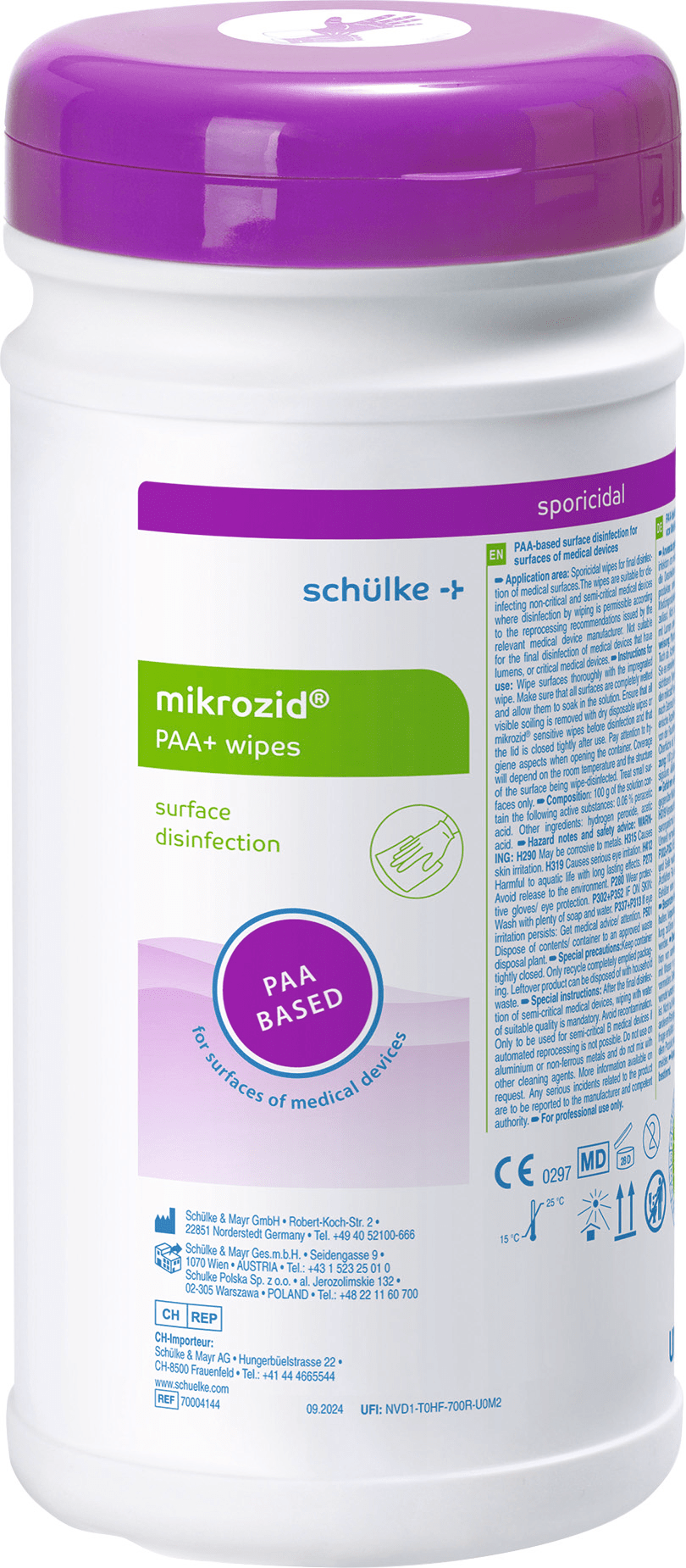 Paa Mikrozid PAA+ wipes, 50 Tücher, Spenderdose – 50Er