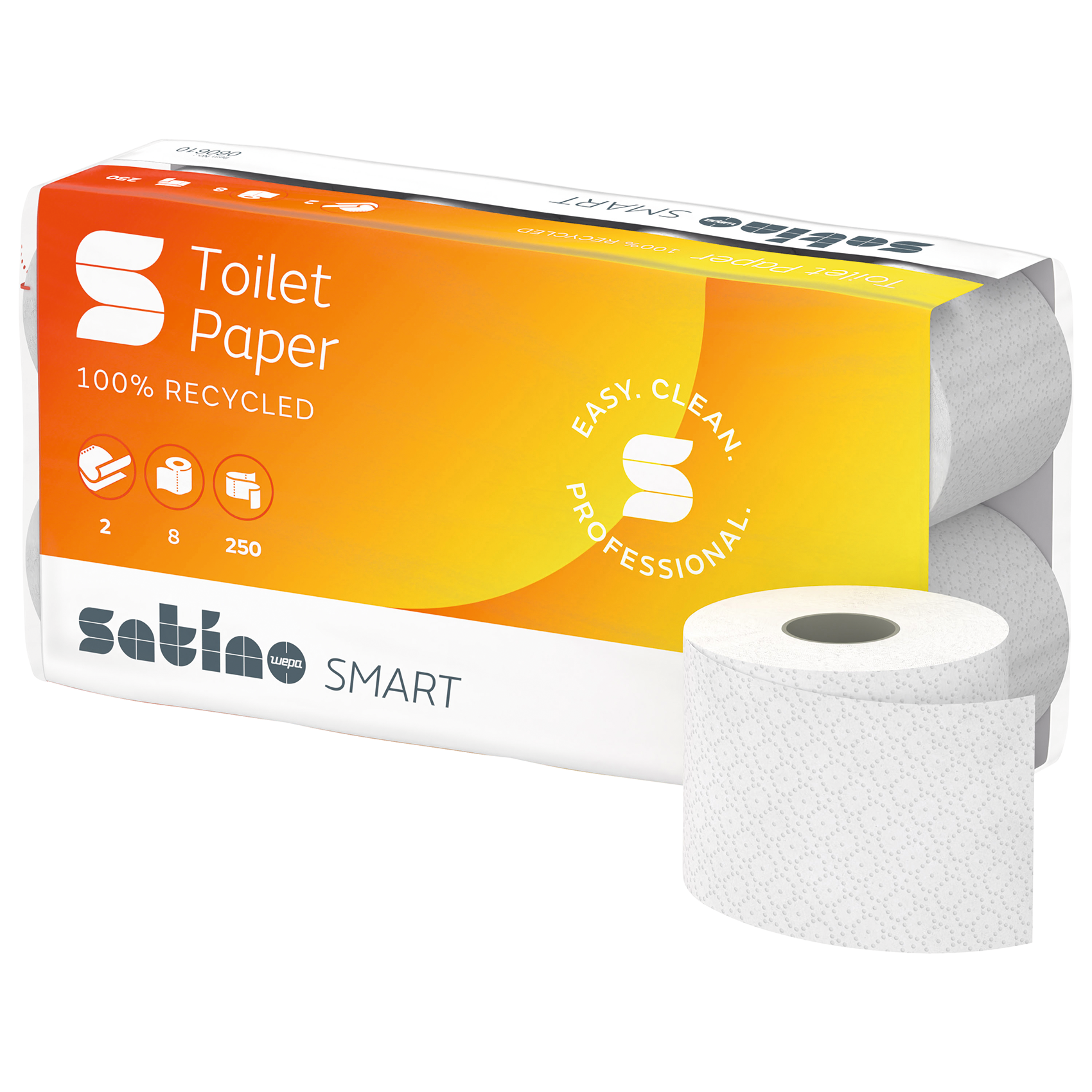 Toilettenpapier 8x8 Rl.p.Pg, 2-lagig, 250 Blatt